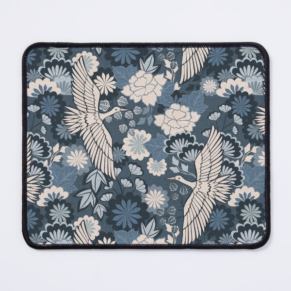 Item preview, Cranes and Chrysanthemums {Indigo}  designed and sold by Cecilia Mok.