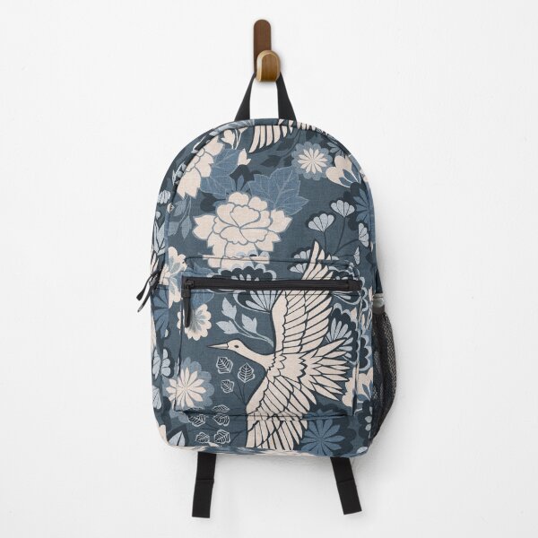 Item preview, Cranes and Chrysanthemums {Indigo} designed and sold by Cecilia Mok.