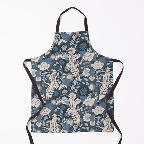 Item preview, Cranes and Chrysanthemums {Indigo} designed and sold by Cecilia Mok.