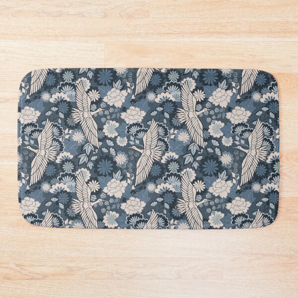 Item preview, Cranes and Chrysanthemums {Indigo}  designed and sold by Cecilia Mok.
