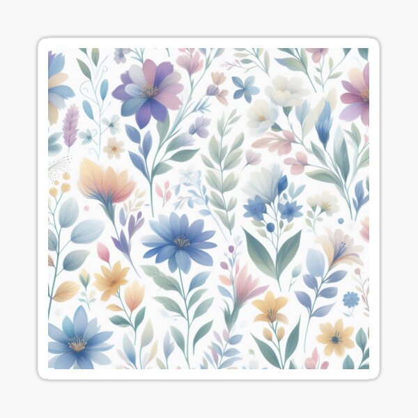 Item preview, Pretty Flowers Blue Yellow Floral Art designed and sold by SeaStarAlex.