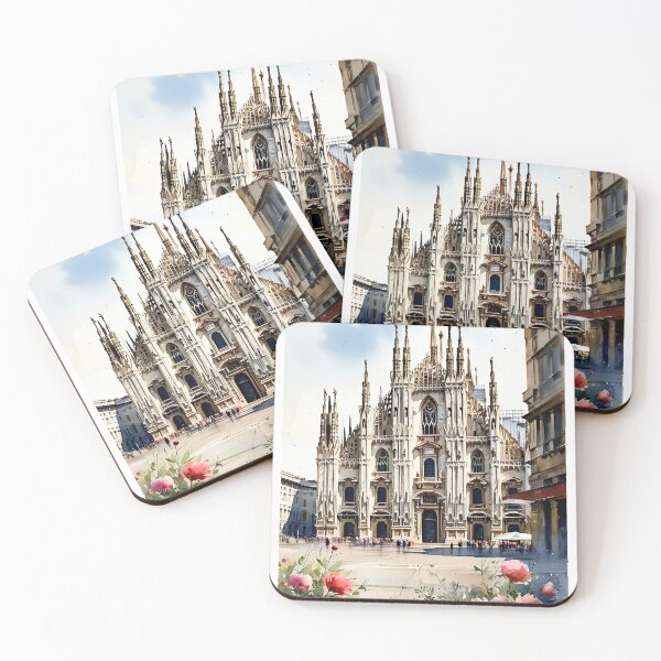 Item preview, Watercolor Elegance: Milan Cathedral & Piazza Duomo Art Print designed and sold by ArteeInnovation.