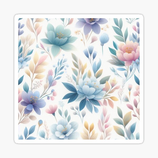 Item preview, Colorful Teal Flowers Pastel Botanical Floral  designed and sold by SeaStarAlex.
