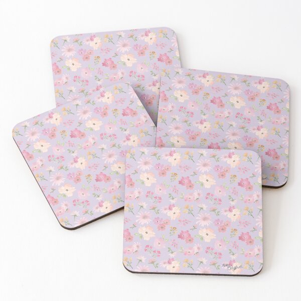 Item preview, Scattered multi directional wildflowers on lavender designed and sold by MissyWildflower.