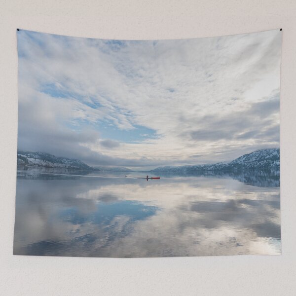 Item preview, Red Kayak on Winter Lake designed and sold by Amy Mitchell.