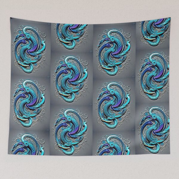Item preview, Colorful Aqua Swirl - Vintage Art for Apparel & Décor designed and sold by Earth Nature Creations.