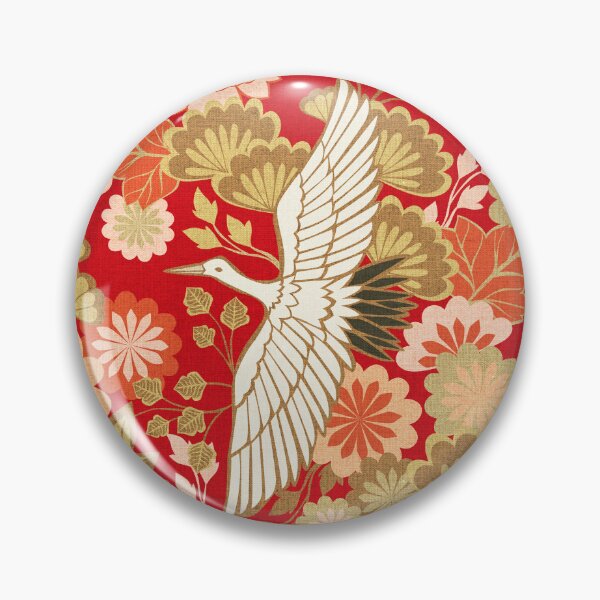 Item preview, Cranes and Chrysanthemums {Red and Black}  designed and sold by Cecilia Mok.