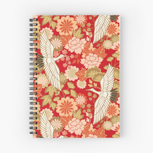 Item preview, Cranes and Chrysanthemums {Red and Black}  designed and sold by Cecilia Mok.