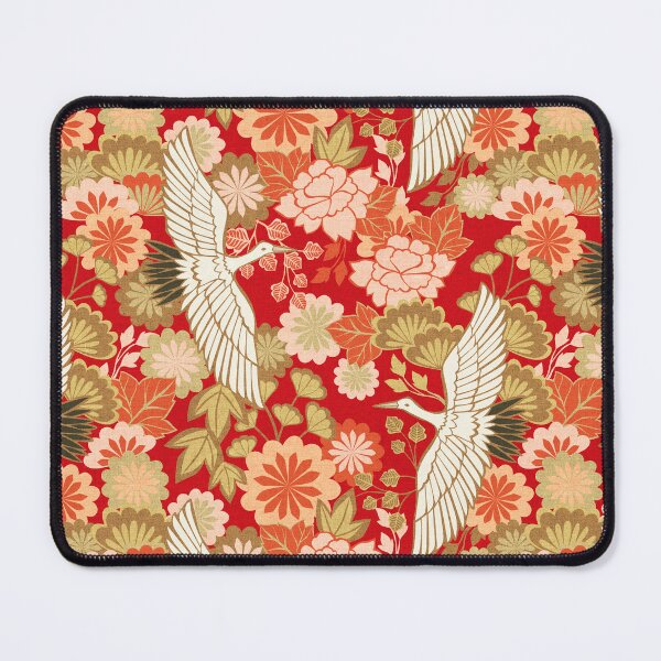 Item preview, Cranes and Chrysanthemums {Red and Black}  designed and sold by Cecilia Mok.