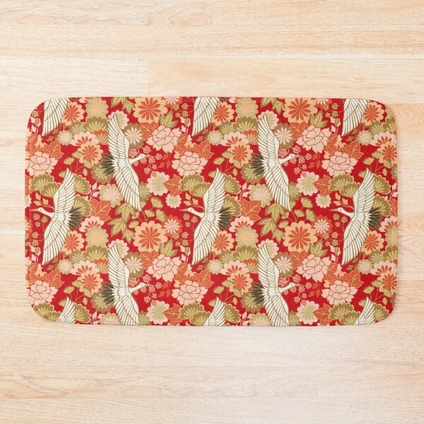 Item preview, Cranes and Chrysanthemums {Red and Black}  designed and sold by Cecilia Mok.