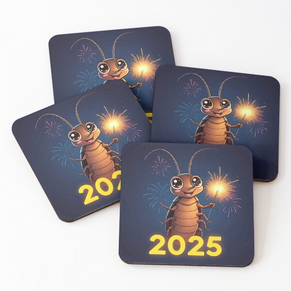 Item preview,  A cheerful, anthropomorphic cockroach with a mischievous grin and bright, curious eyes on New Years Eve 2025 designed and sold by zombiemama.