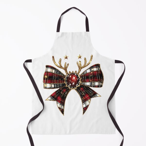 Item preview, Rustic Red Plaid Christmas Bow with Antlers & Holly designed and sold by BabydellArt.