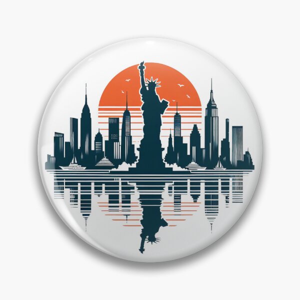 Item preview, Liberty’s Glow: New York Skyline with Radiant Sunset Reflection designed and sold by TeetasticBtque.