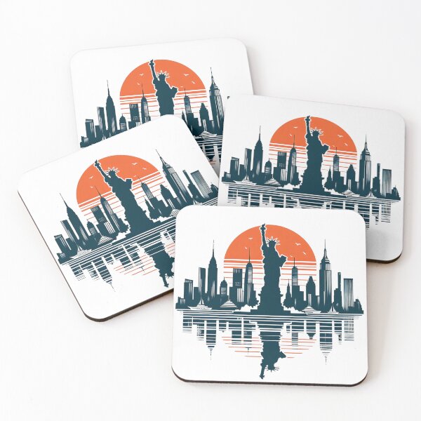 Item preview, Liberty’s Glow: New York Skyline with Radiant Sunset Reflection designed and sold by TeetasticBtque.