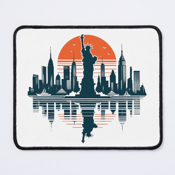 Item preview, Liberty’s Glow: New York Skyline with Radiant Sunset Reflection designed and sold by TeetasticBtque.