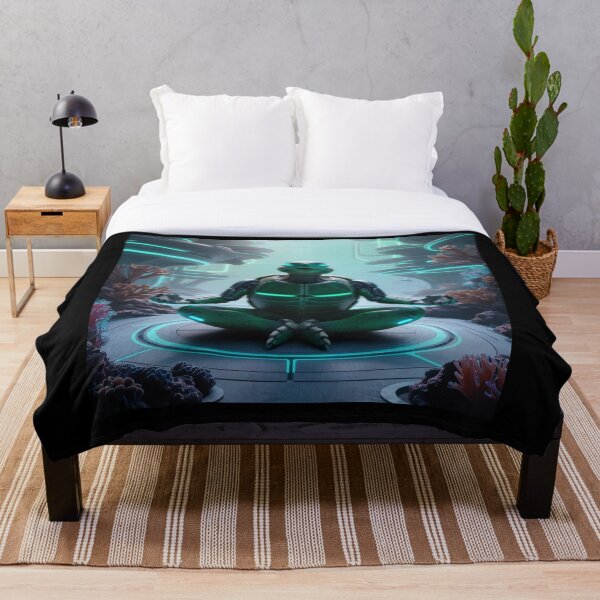 Item preview, Tortuga verde biomecánica de neón futurista designed and sold by MrTrendyDesigns.