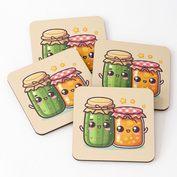 Item preview, Cute kawaii jars in granny’s pantry, cute pickle and apricot jam  designed and sold by coloursforkids.