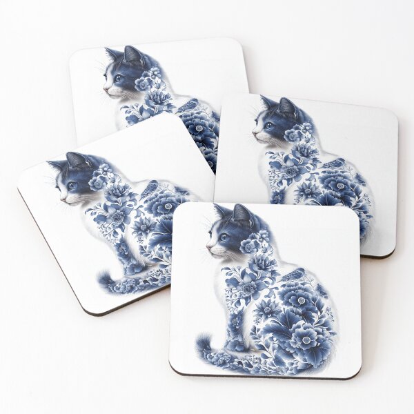 Item preview, Classy Navy Blue Cat Toile  designed and sold by Monsweetpea.