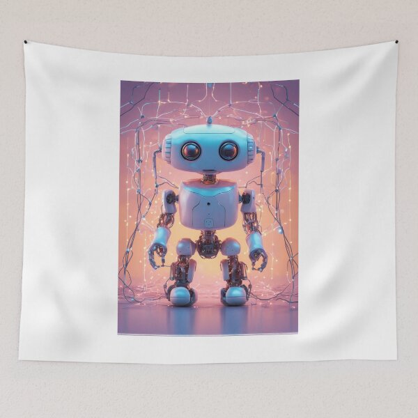 Item preview, Glowing Star Brain with Smiling Robots Exploring Deep Learning Possibilities designed and sold by Jasava Shop.