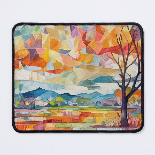 Item preview, Geometric abstract watercolour landscape designed and sold by SueNiqueArt.