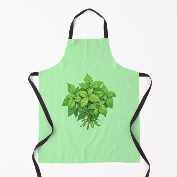 Item preview, Fresh Basil Sprigs in Pastel Mint Green  Comic Style Illustration designed and sold by MadeByHaresShop.