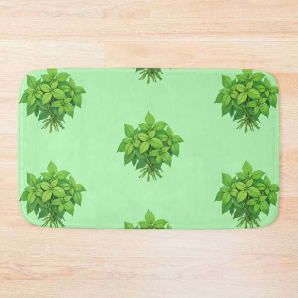 Item preview, Fresh Basil Sprigs in Pastel Mint Green  Comic Style Illustration designed and sold by MadeByHaresShop.