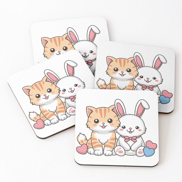 Item preview, Charming Cat and Bunny Illustration - Ideal for Children's Books, T-Shirts, Stickers, and More" designed and sold by CreativeTomb.
