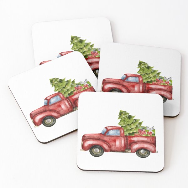 Item preview, Red truck with christmas tree  designed and sold by pinkyfish1010.
