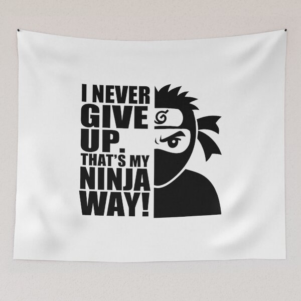 Item preview, Motivational ninja graphic emphasizing perseverance with a striking design featuring a determined character and bold text designed and sold by Reichcorp.