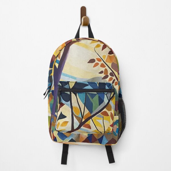 Item preview, Colourful geometric abstract watercolour sunrise landscape designed and sold by SueNiqueArt.
