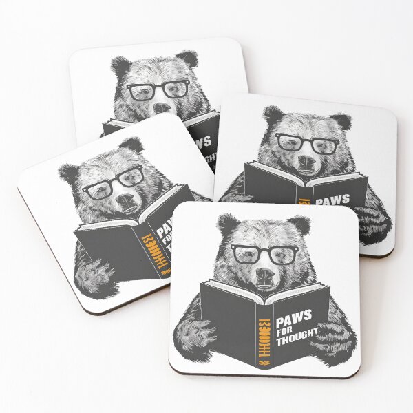 Item preview, Bear with Glasses Reading "Paws for Thought" Art designed and sold by iwcus.