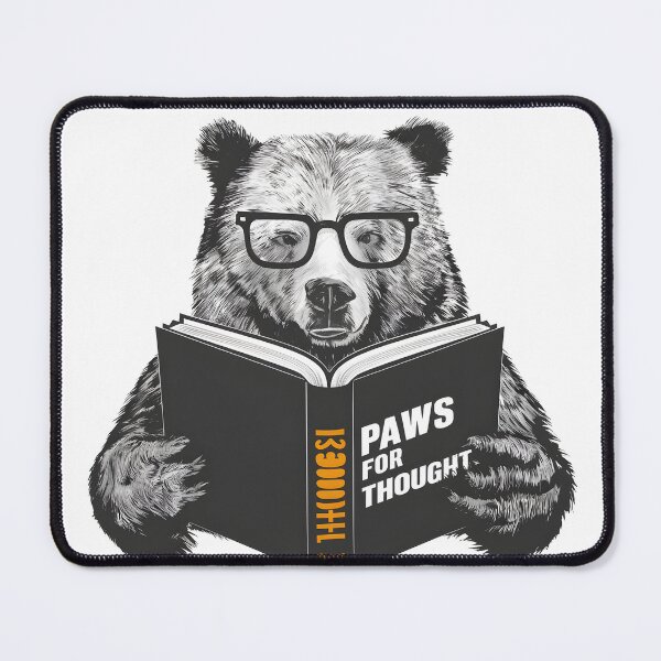 Item preview, Bear with Glasses Reading "Paws for Thought" Art designed and sold by iwcus.