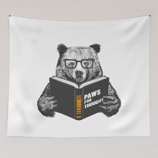 Item preview, Bear with Glasses Reading "Paws for Thought" Art designed and sold by iwcus.