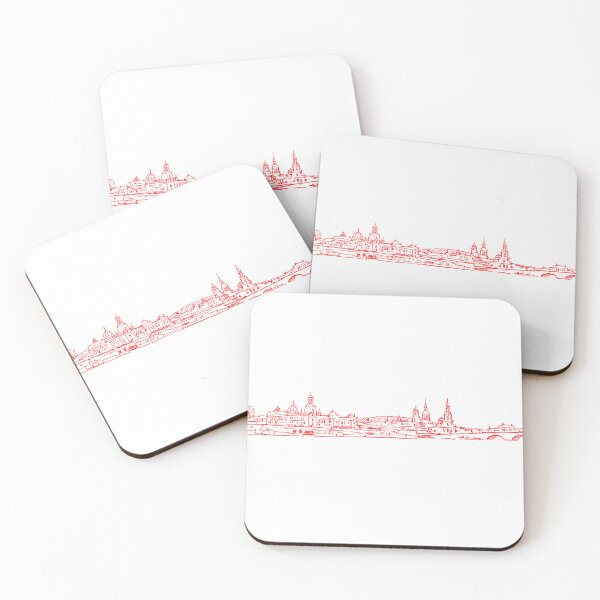 Item preview, Hand-drawn skyline of Dresden red – Delicate illustration of city architecture for mugs, socks, posters and more designed and sold by Nadja Leutloff.