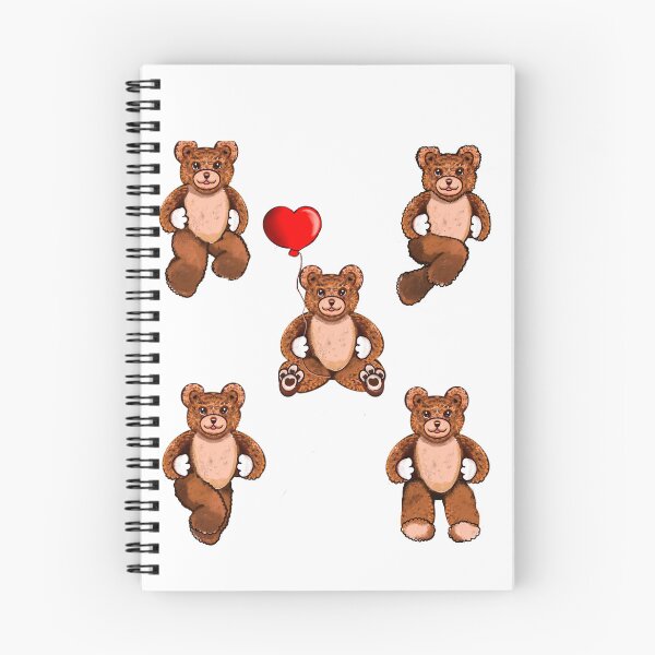Item preview, Valentine’s Day Bear with red love heart Kawaii - 5 Cute funny grizzly brown teddy bears designed and sold by Artonmytee.