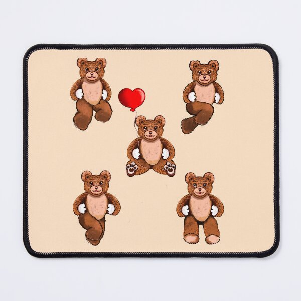 Item preview, Valentine’s Day Bear with red love heart Kawaii - 5 Cute funny grizzly brown teddy bears designed and sold by Artonmytee.