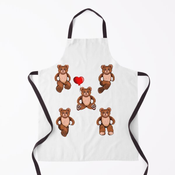 Item preview, Valentine’s Day Bear with red love heart Kawaii - 5 Cute funny grizzly brown teddy bears designed and sold by Artonmytee.