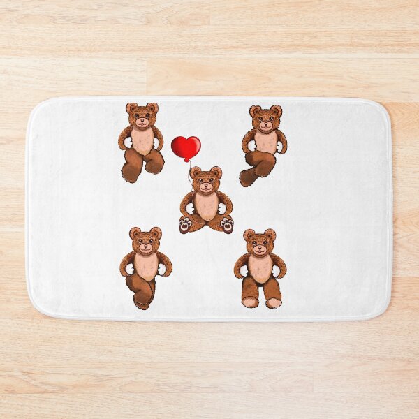 Item preview, Valentine’s Day Bear with red love heart Kawaii - 5 Cute funny grizzly brown teddy bears designed and sold by Artonmytee.