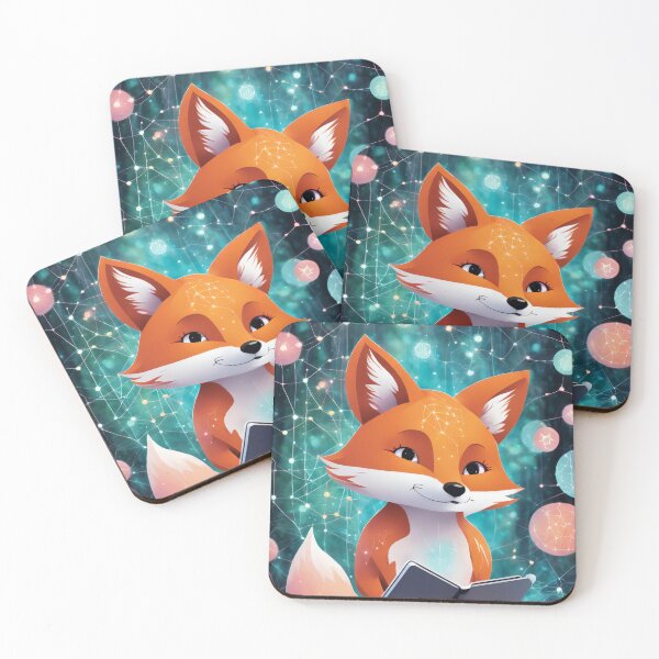 Item preview, Adorable Cartoon Fox with Deep Learning Tablet in Pastel AI Neural Forest designed and sold by Jasava Shop.