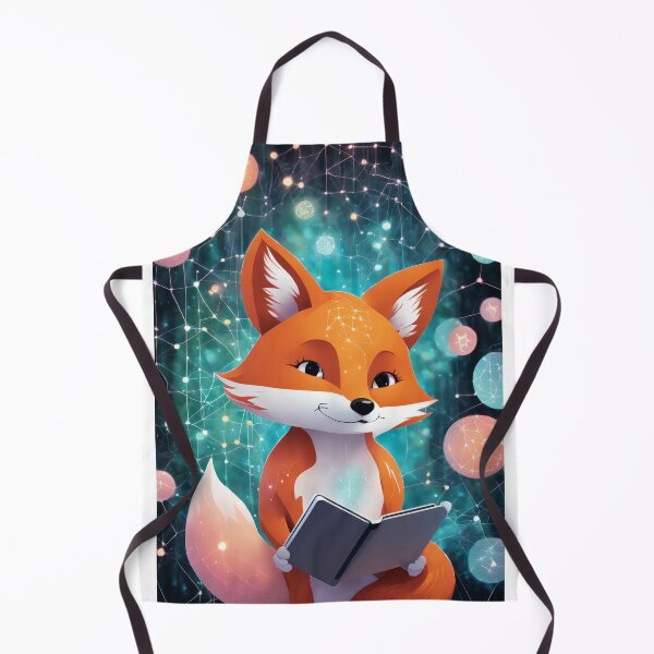 Item preview, Adorable Cartoon Fox with Deep Learning Tablet in Pastel AI Neural Forest designed and sold by Jasava Shop.
