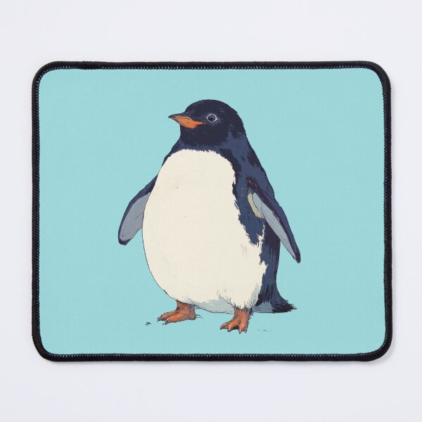 Item preview, Cheerful Penguin in Blue Ligne Claire Comic Style Illustration designed and sold by MadeByHaresShop.