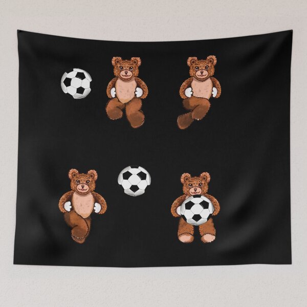 Item preview, Football soccer fan Sporty Sports Bear Kawaii - 5 Cute funny grizzly brown teddy bears designed and sold by Artonmytee.