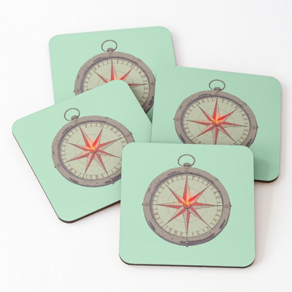 Item preview, North-Bound Compass in Pastel Mint Green   Comic Style Illustration designed and sold by MadeByHaresShop.