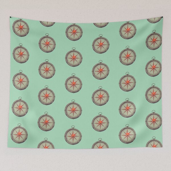 Item preview, North-Bound Compass in Pastel Mint Green   Comic Style Illustration designed and sold by MadeByHaresShop.