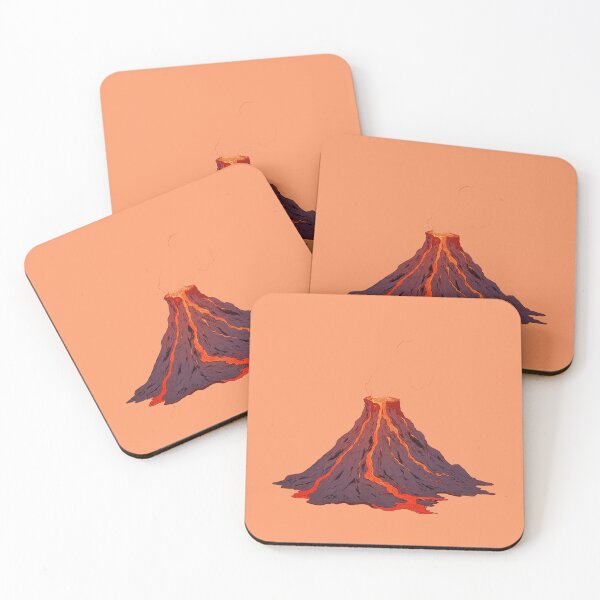 Item preview, Erupting Conical Volcano in Vibrant Pastels Ligne Claire Comic Style designed and sold by ShroomForge.