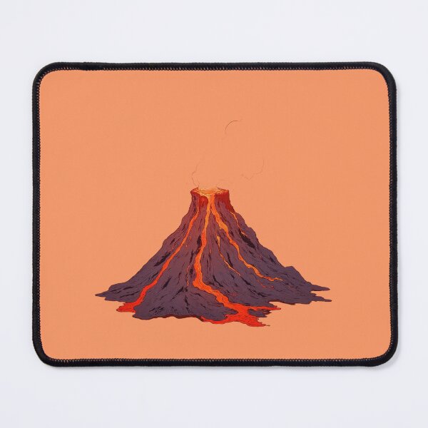 Item preview, Erupting Conical Volcano in Vibrant Pastels Ligne Claire Comic Style designed and sold by ShroomForge.