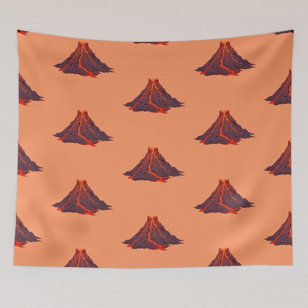 Item preview, Erupting Conical Volcano in Vibrant Pastels Ligne Claire Comic Style designed and sold by ShroomForge.