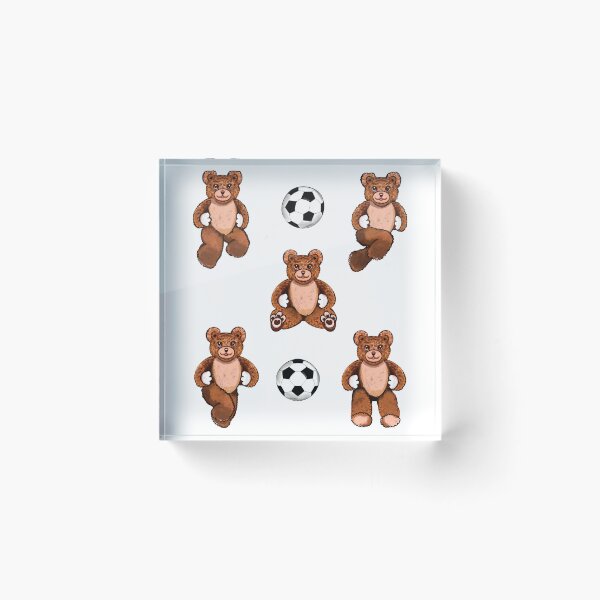 Item preview, Football soccer fan Sporty Sports football playing Bear with soccer ball Kawaii - 5 Cute funny grizzly brown teddy bears designed and sold by Artonmytee.