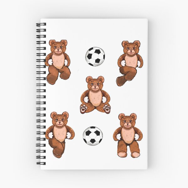 Item preview, Football soccer fan Sporty Sports football playing Bear with soccer ball Kawaii - 5 Cute funny grizzly brown teddy bears designed and sold by Artonmytee.