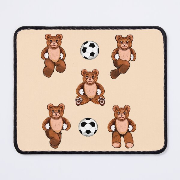 Item preview, Football soccer fan Sporty Sports football playing Bear with soccer ball Kawaii - 5 Cute funny grizzly brown teddy bears designed and sold by Artonmytee.